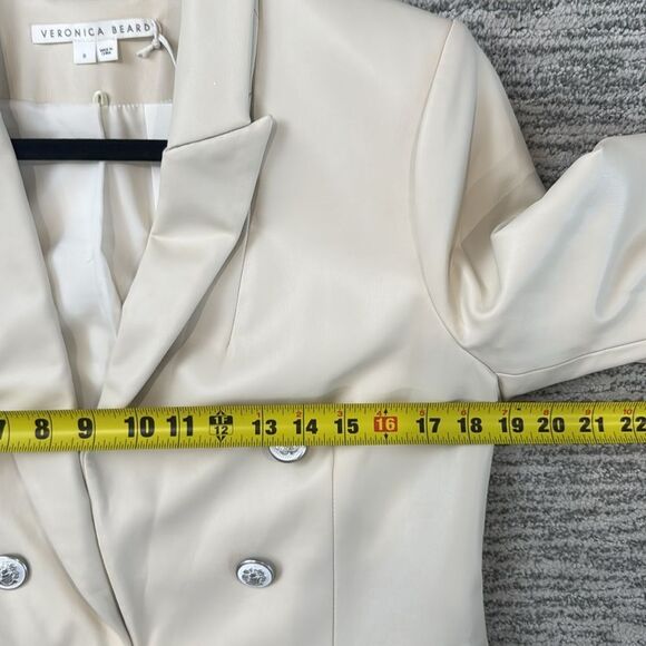 VERONICA BEARD Beacon Faux Leather Dickey Blazer in Ecru Size 8 Revolve - Picture 10 of 14